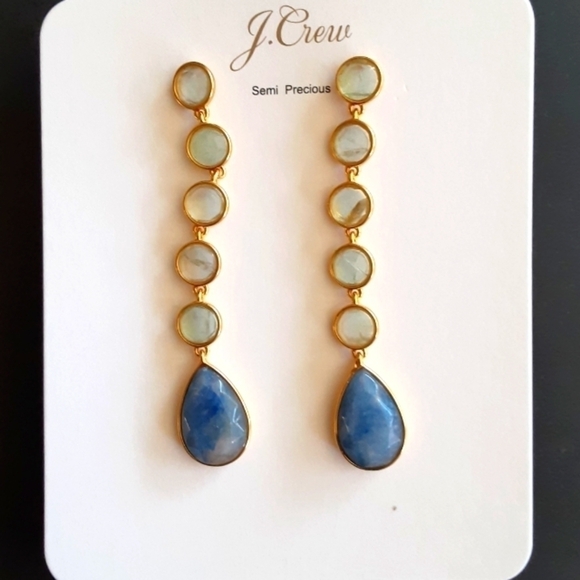 J. Crew Mixed Stone Drop Earrings Light Mint New - Picture 2 of 5